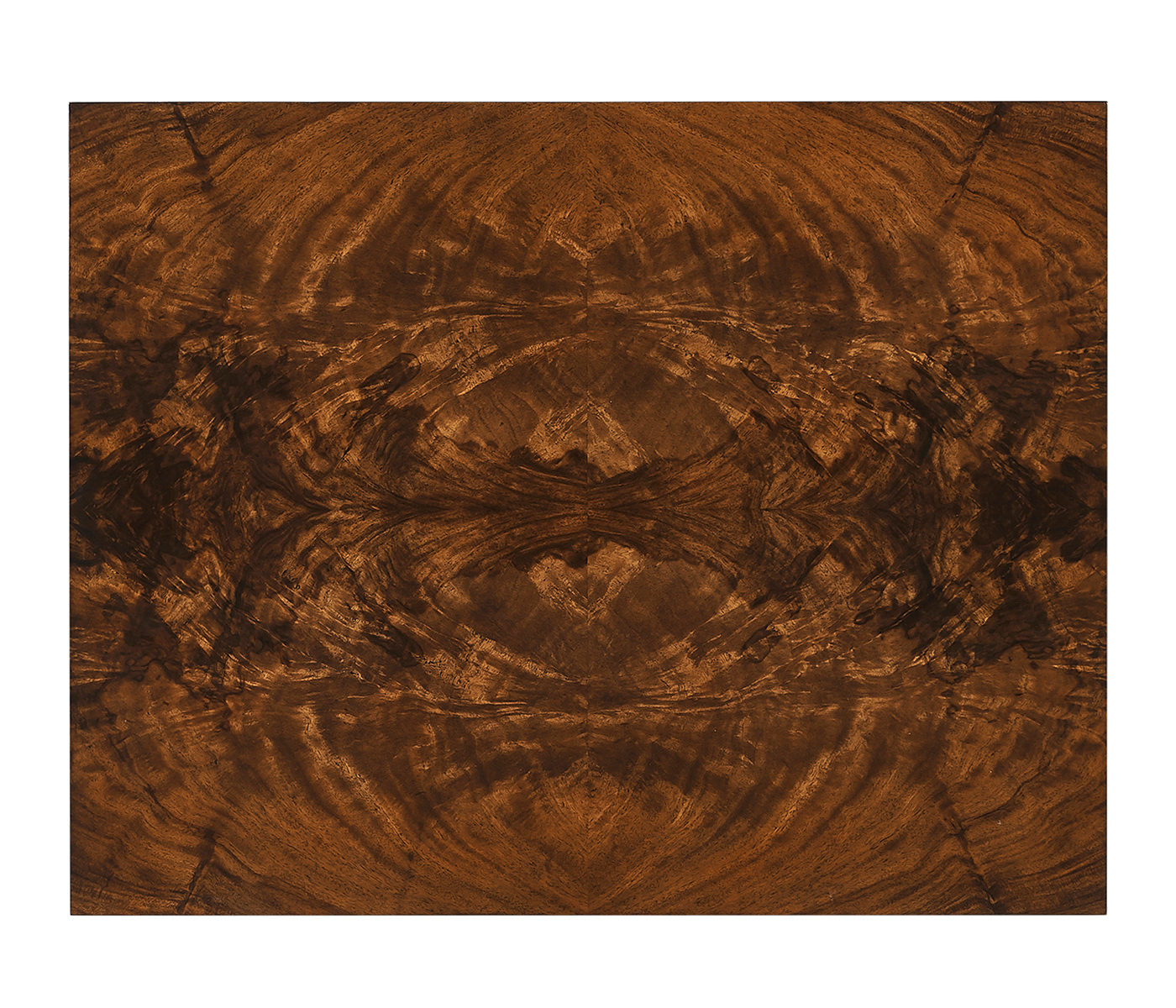 Square side table in Tropical walnut crotch with brass base