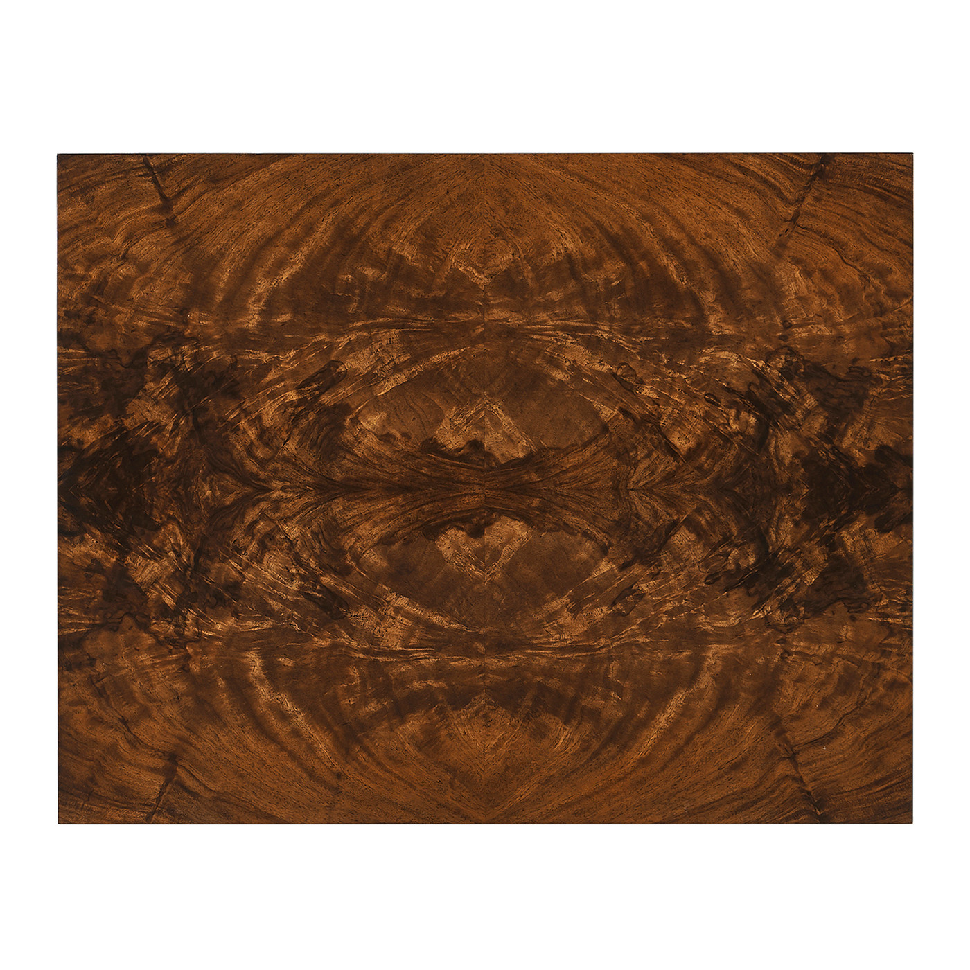 Square side table in Tropical walnut crotch with brass base