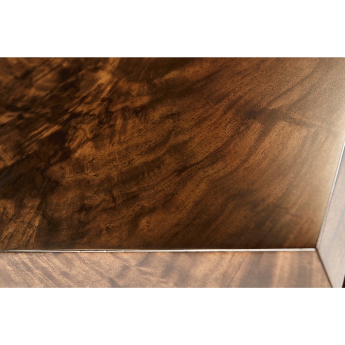 Square side table in Tropical walnut crotch with brass base