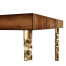 Console table in Tropical walnut crotch with brass base