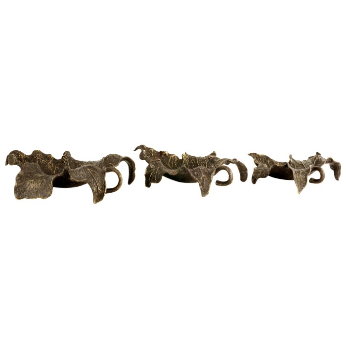 Three Rustic Bronze Leaf Dishes