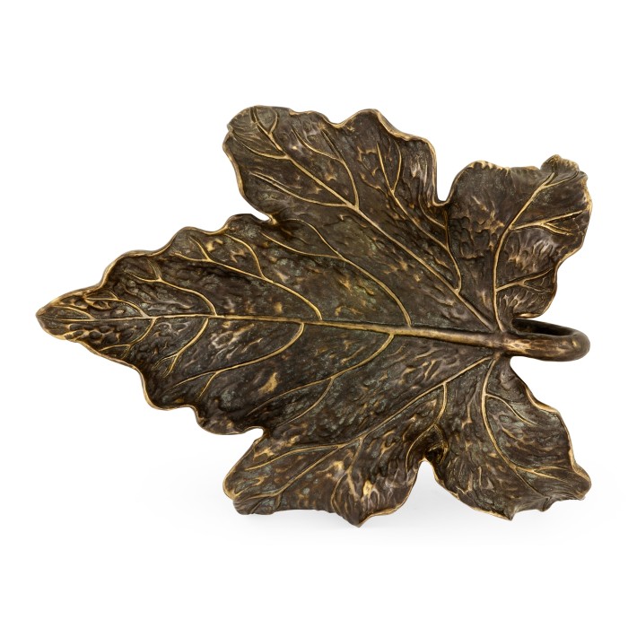 Three Rustic Bronze Leaf Dishes