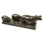 Antique Dark Bronze Hippopotamus Family
