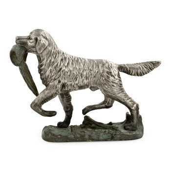 Golden Retriever Dog in Antique White Brass