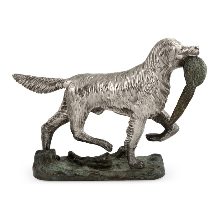 Golden Retriever Dog in Antique White Brass