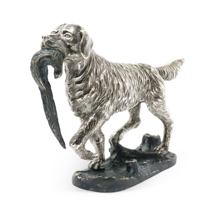 Golden Retriever Dog in Antique White Brass