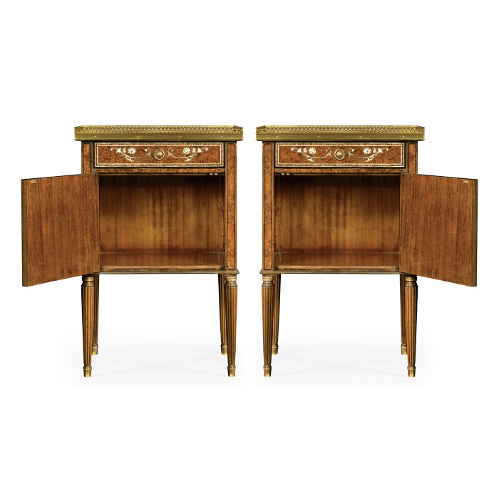 Pair of Burl & Mother of Pearl Bedside Cabinets