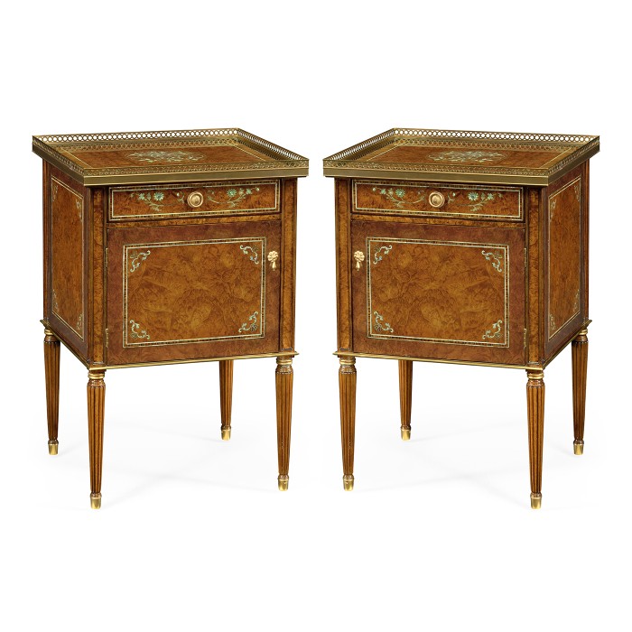 Pair of Burl & Mother of Pearl Bedside Cabinets