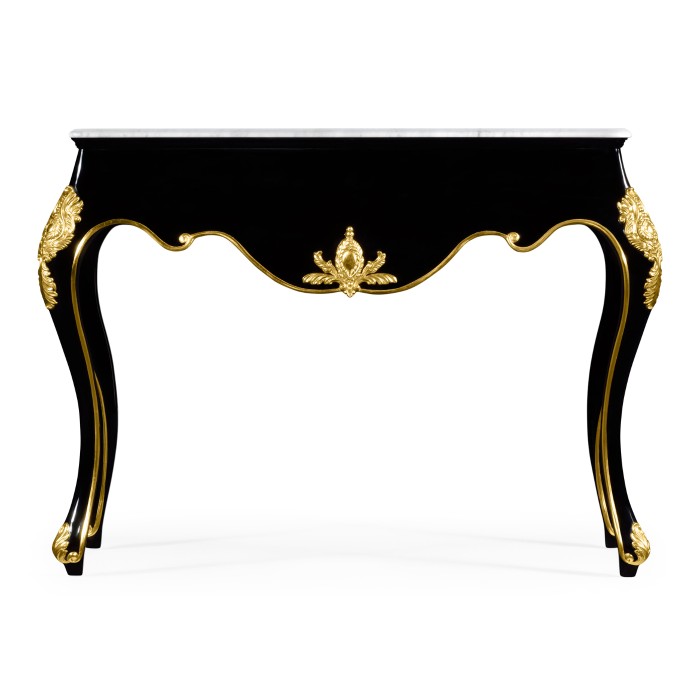 Black Laquered Console Table with White Marble Top