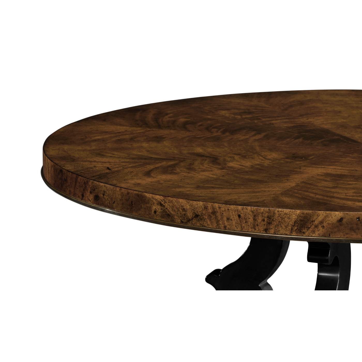 Brown mahogany center table with black painted base