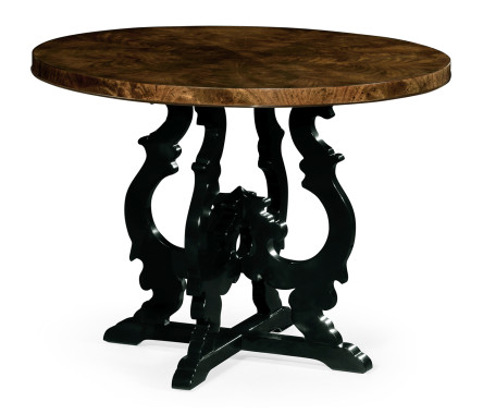 Brown mahogany center table with black painted base