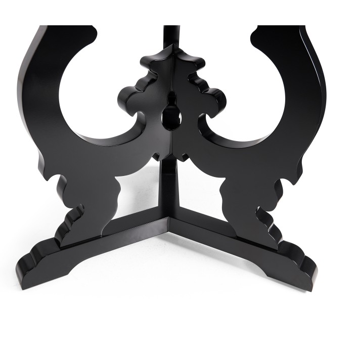 Brown mahogany end table with black painted base