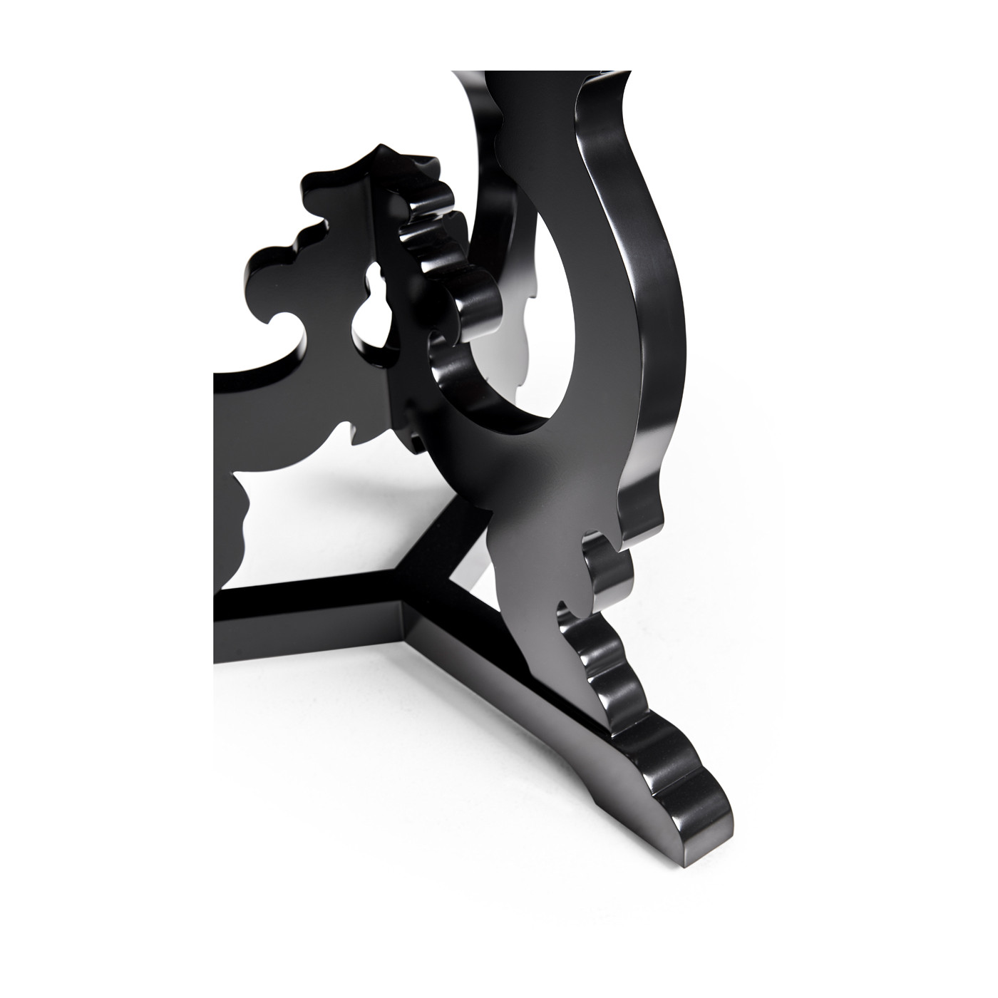 Brown mahogany end table with black painted base