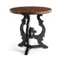 Brown mahogany end table with black painted base
