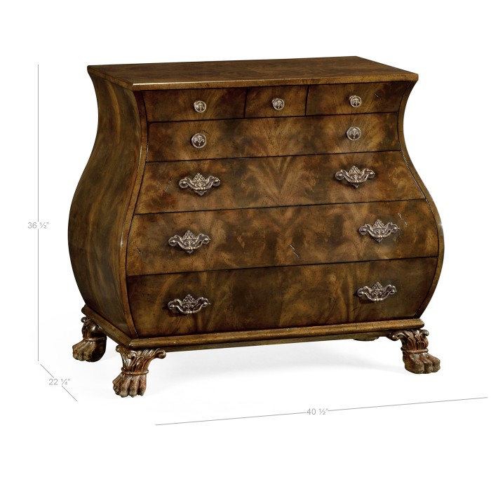 Brown mahogany bombe chest