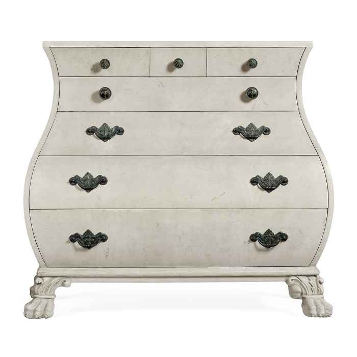 Grey mahogany bombe chest