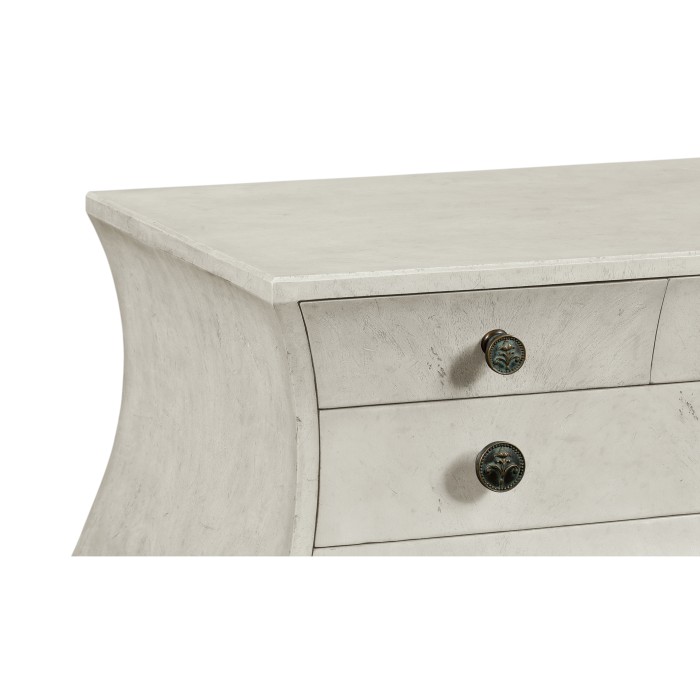 Grey mahogany bombe chest