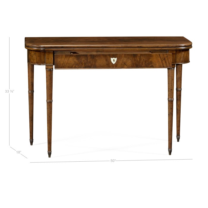 Brown mahogany lift top console table