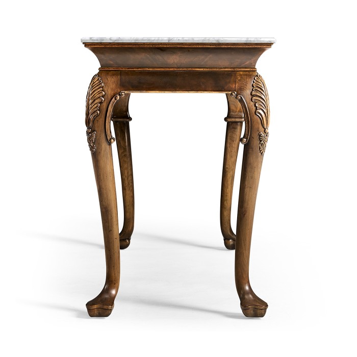 Brown Mahogany Buffet Table with Marble Top
