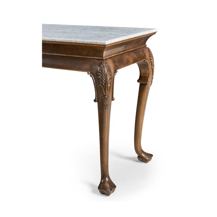 Brown Mahogany Buffet Table with Marble Top