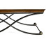 Brown mahogany coffee table with antique iron base