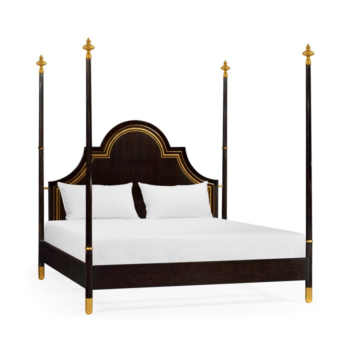 Four Poster Ebonised & Gilded UK King Bed
