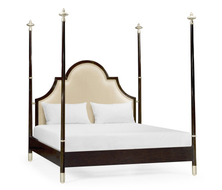 Four Poster Ebonised & Silver-Leaf UK King Bed