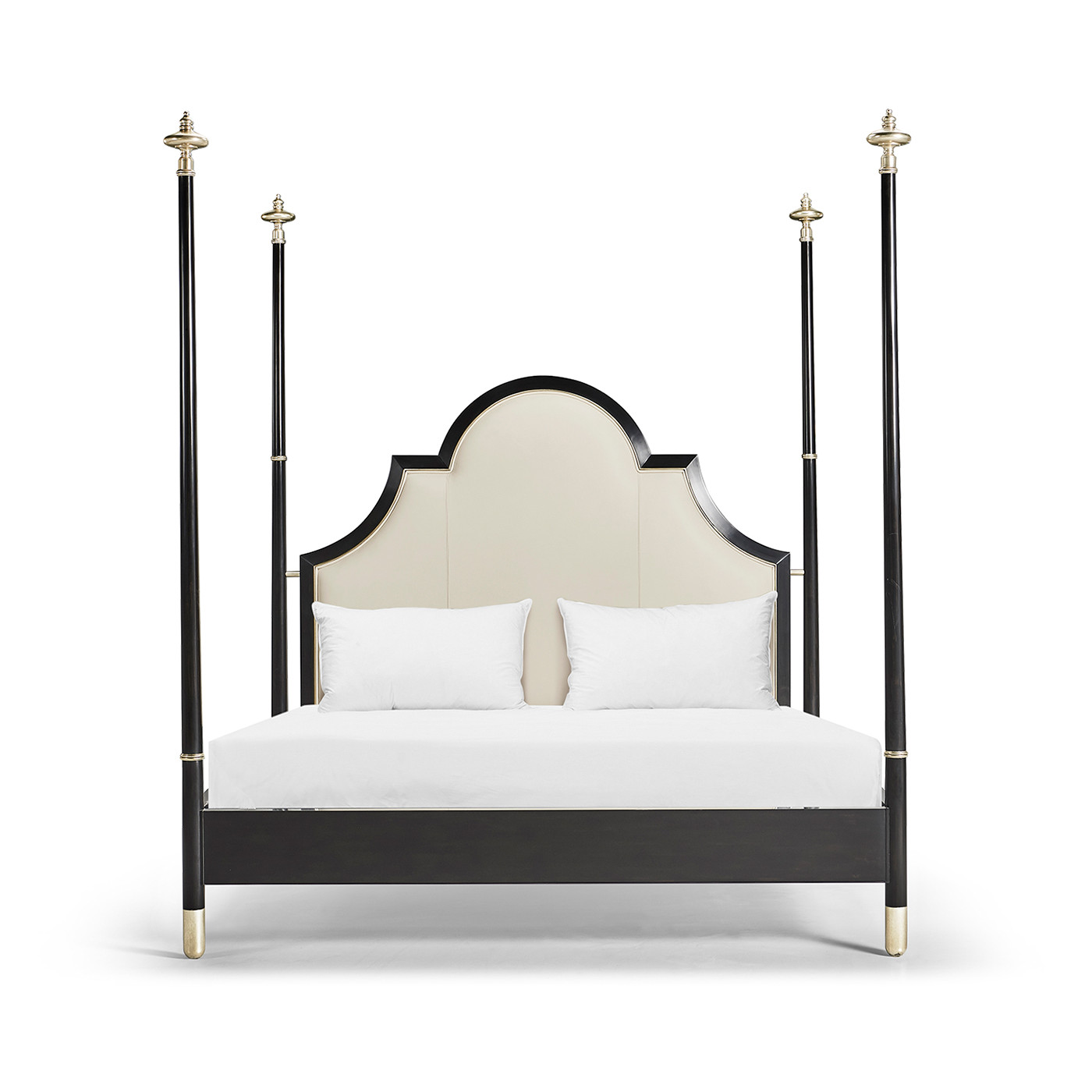 Four Poster Ebonised & Silver-Leaf UK King Bed