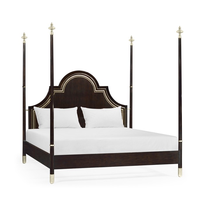 Four Poster Ebonised & Silver-Leaf UK King Bed