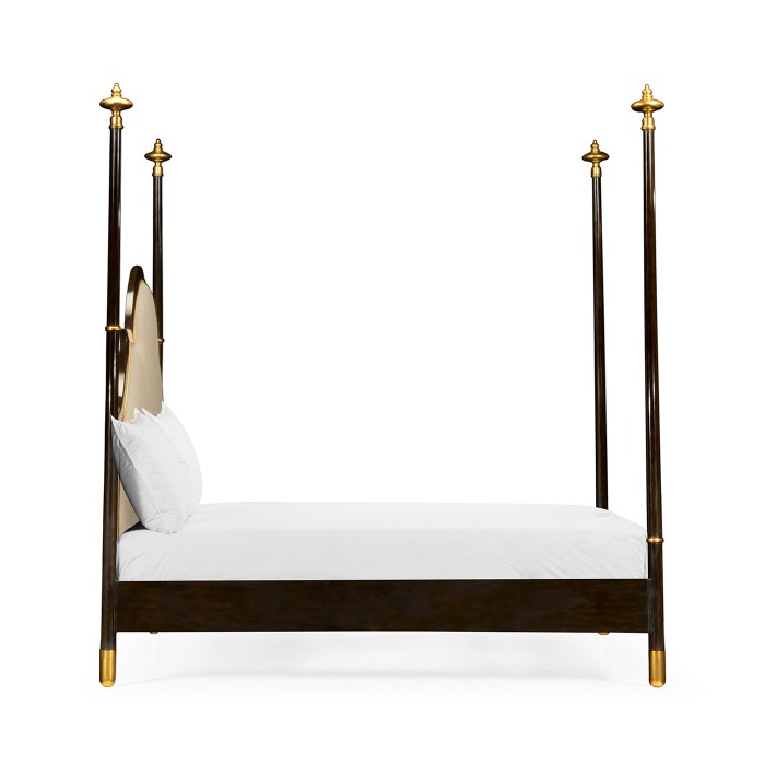 Four Poster Ebonised & Gilded UK Queen Bed