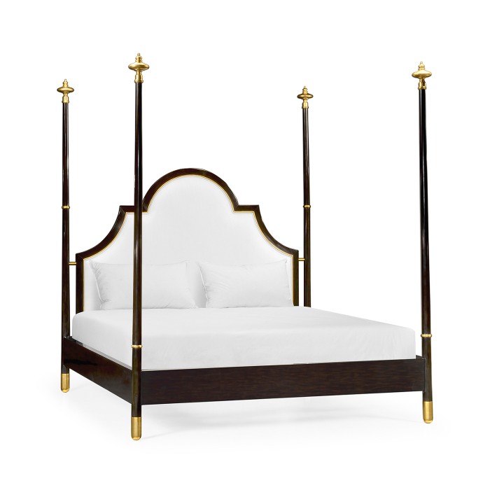 Four Poster Ebonised & Gilded UK Queen Bed