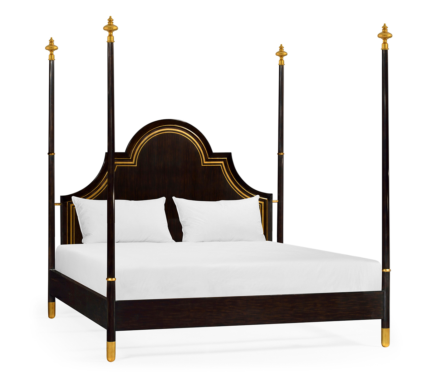 Four Poster Ebonised & Gilded UK Queen Bed