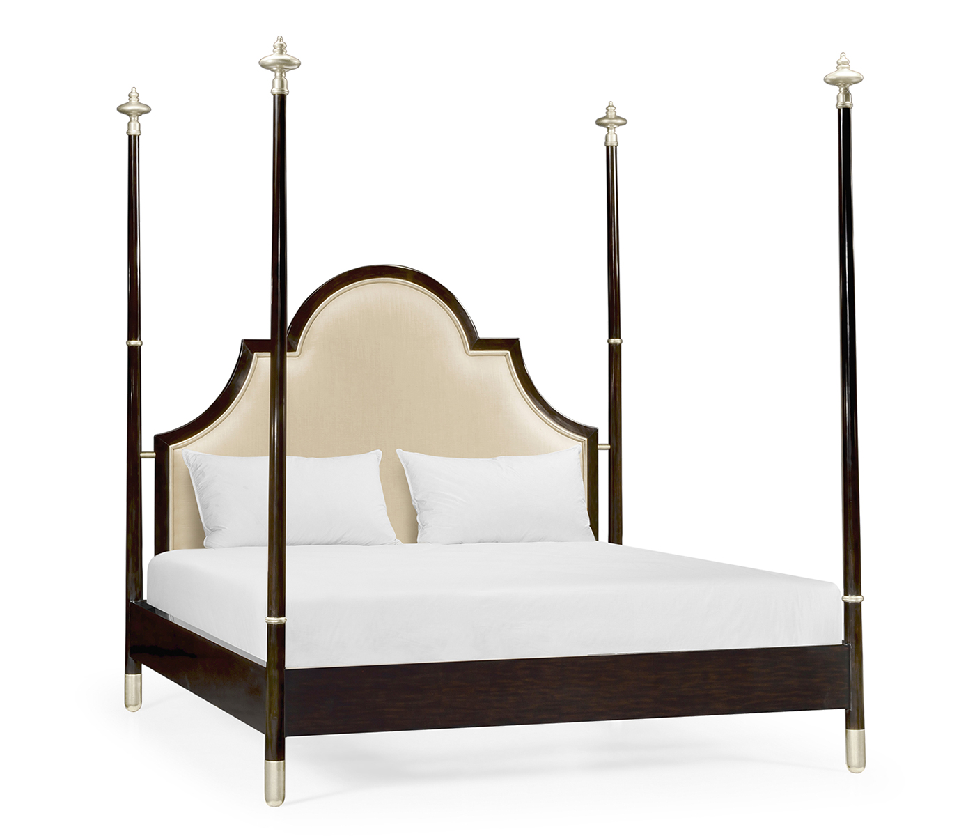 Four Poster Ebonised & Silver-Leaf US Queen Bed