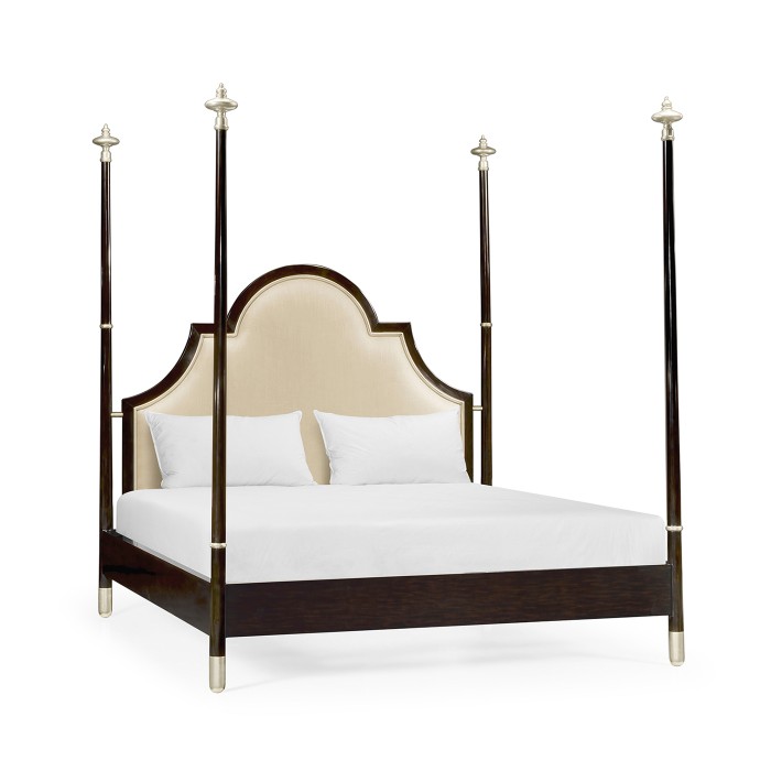Four Poster Ebonised & Silver-Leaf US Queen Bed