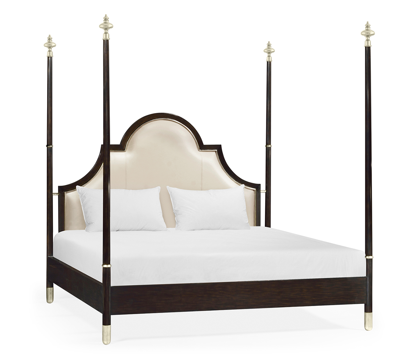 Four Poster Ebonised & Silver-Leaf US Queen Bed