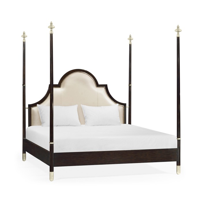 Four Poster Ebonised & Silver-Leaf US Queen Bed