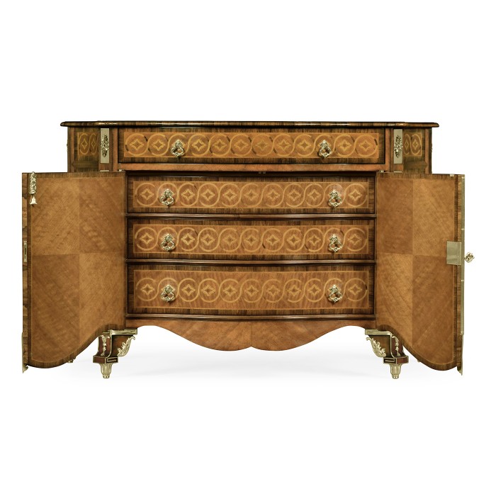 Chippendale Style Inlaid Cabinet Chest of Drawers