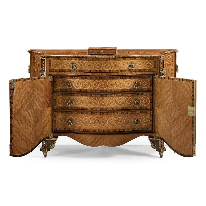 Chippendale Style Inlaid Cabinet Chest of Drawers
