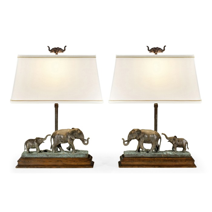 A pair of elephant table lamps