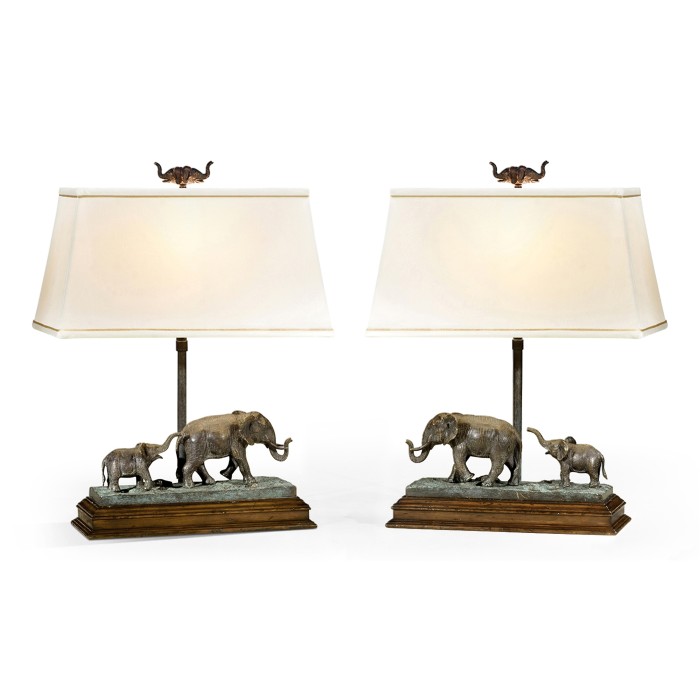 A pair of elephant table lamps