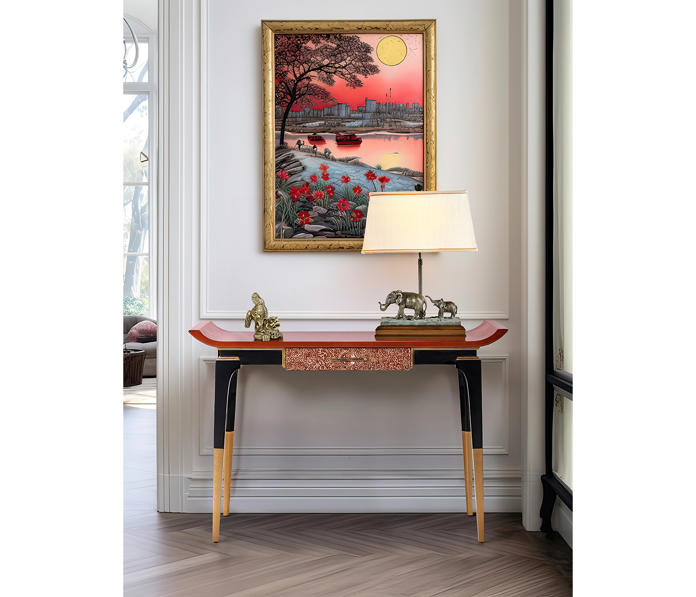 A pair of elephant table lamps