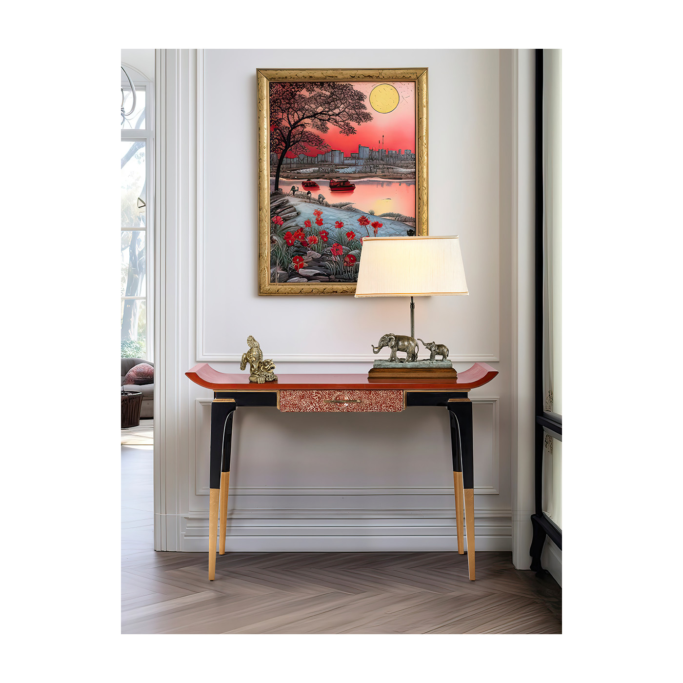 A pair of elephant table lamps