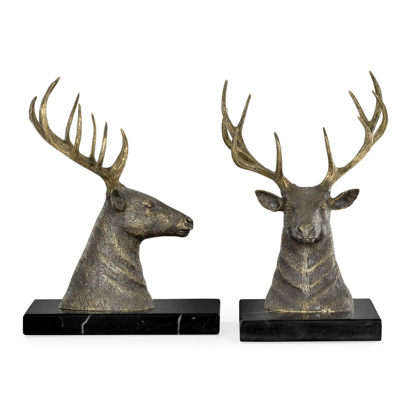 Pair of Light Brass Deer Mounted Bookends