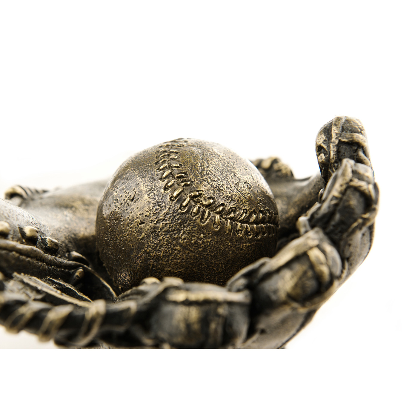 Antique Dark Bronze Baseball Mitt & Ball