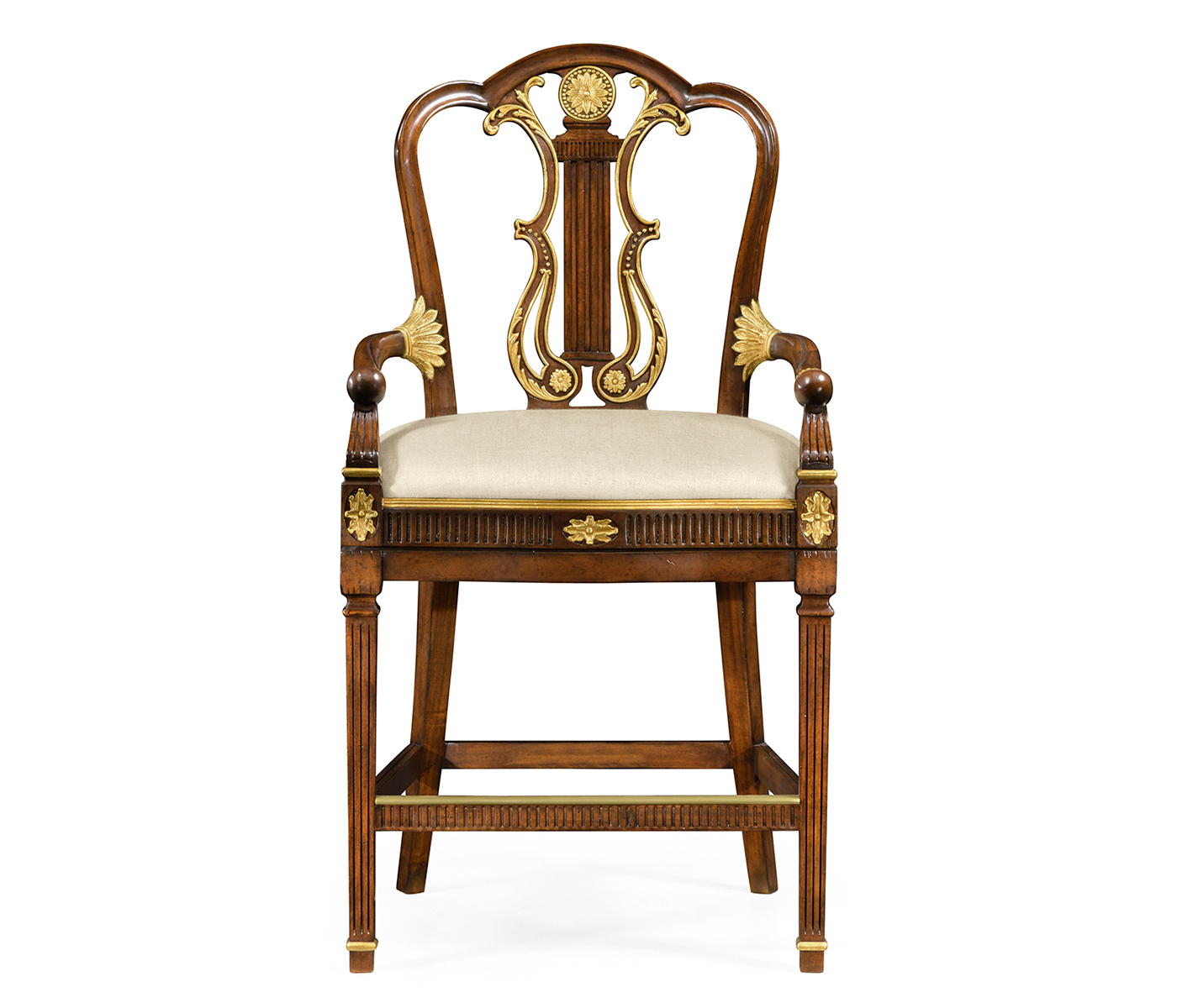 Buckingham Lyre Back Arm Counter Stool