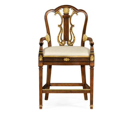 Buckingham Lyre Back Arm Counter Stool