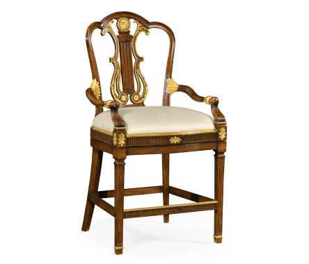 Buckingham Lyre Back Arm Counter Stool
