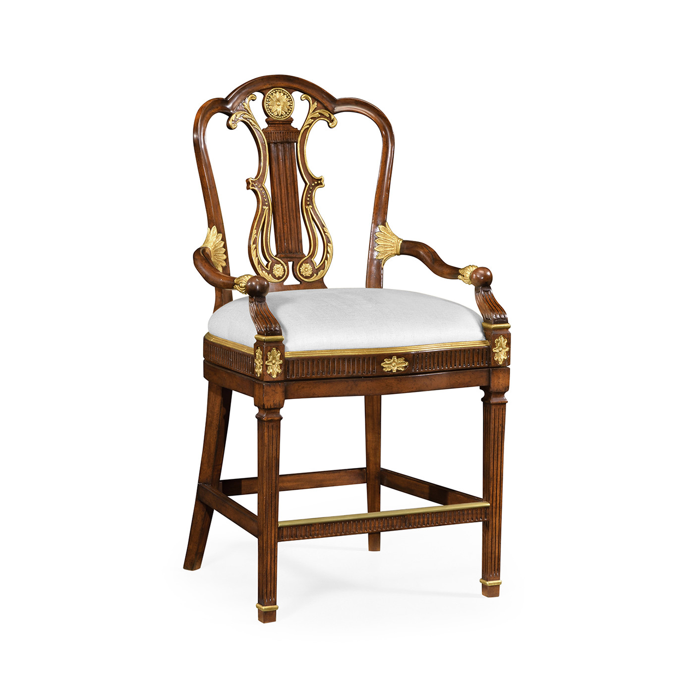 Buckingham Lyre Back Arm Counter Stool