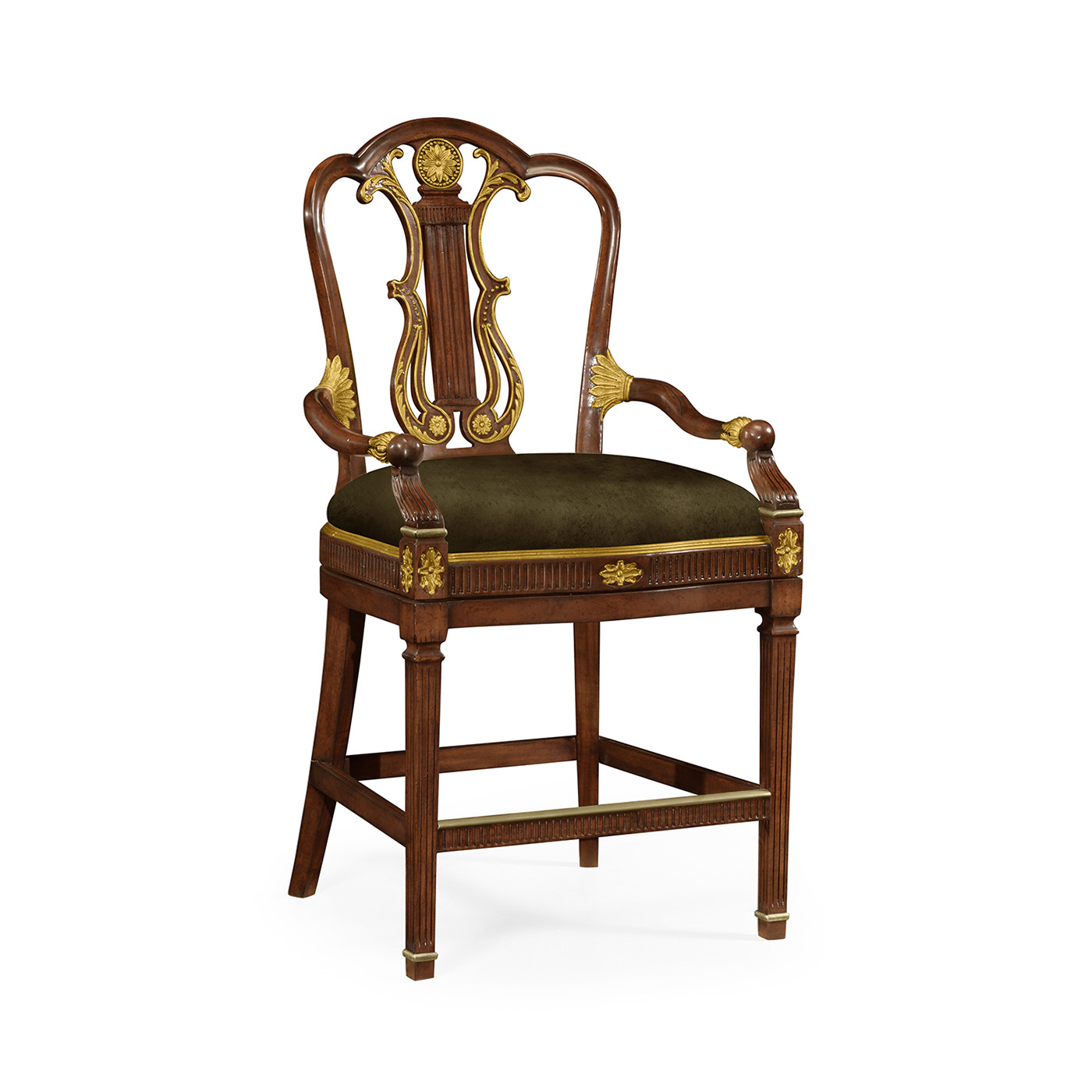 Buckingham Lyre Back Arm Counter Stool