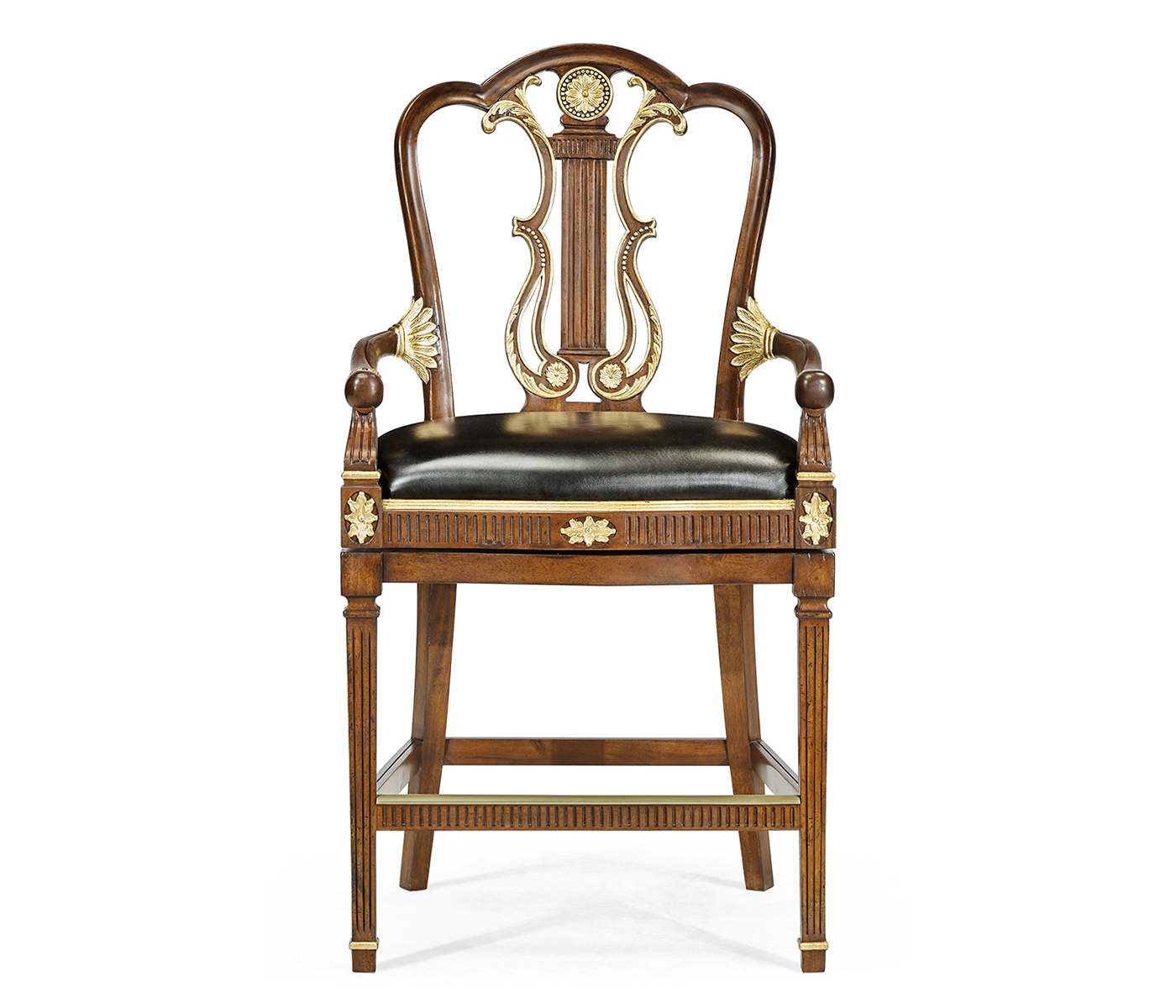 Buckingham Lyre Back Arm Counter Stool